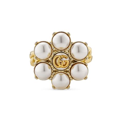 gucci pearl double g ring